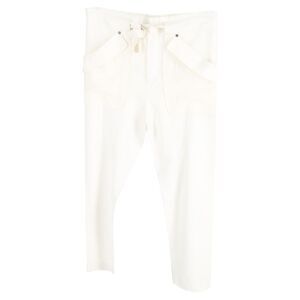 Chloé Crepe Oversized Pocket Detail Pants in White Acetate